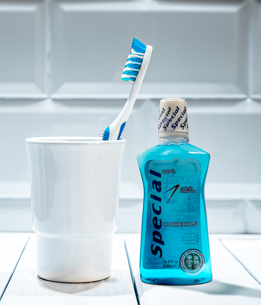mouthwash and toothbrush one